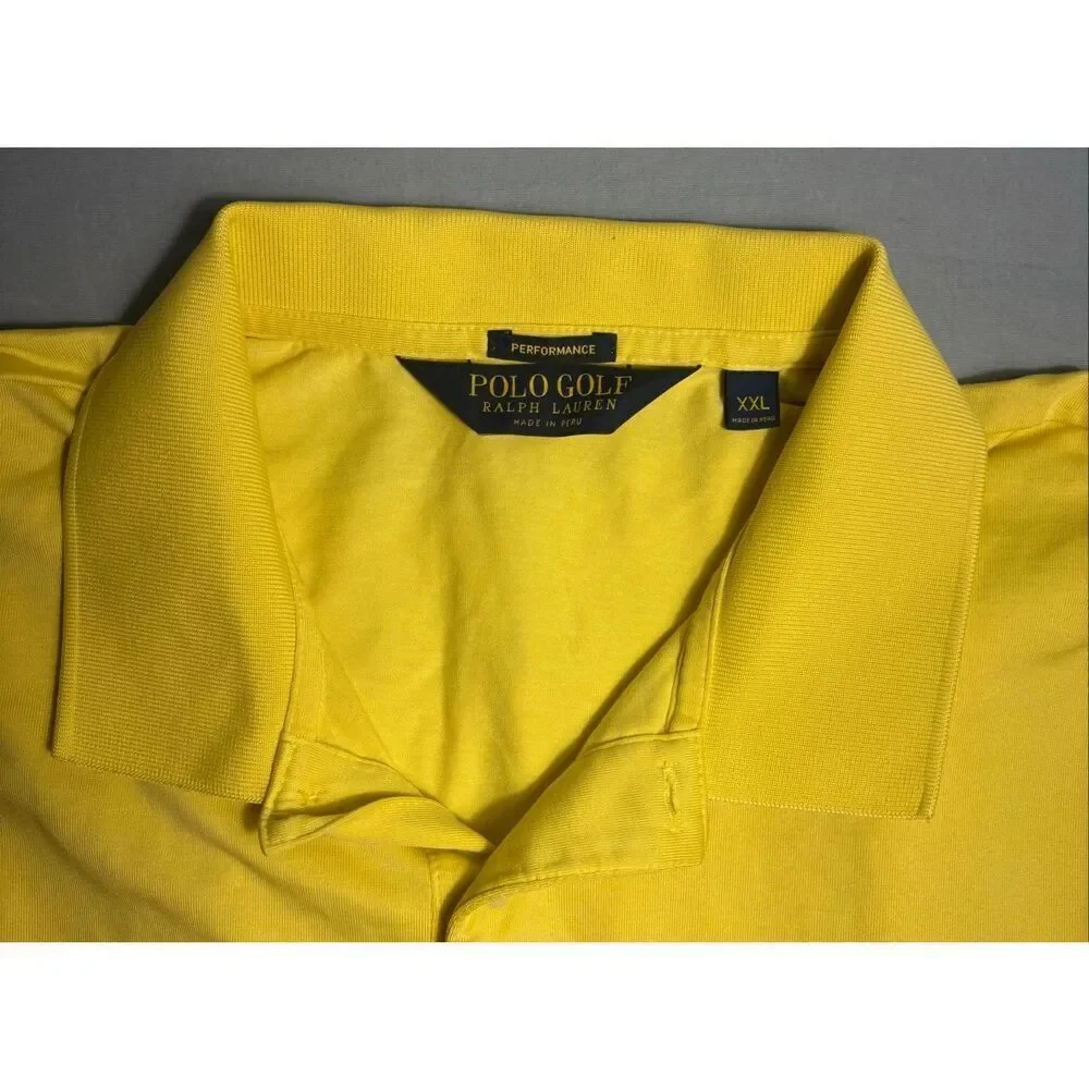 Polo Golf Ralph Lauren Mens 2XL XXL Yellow Polo Flaw Solid Color
